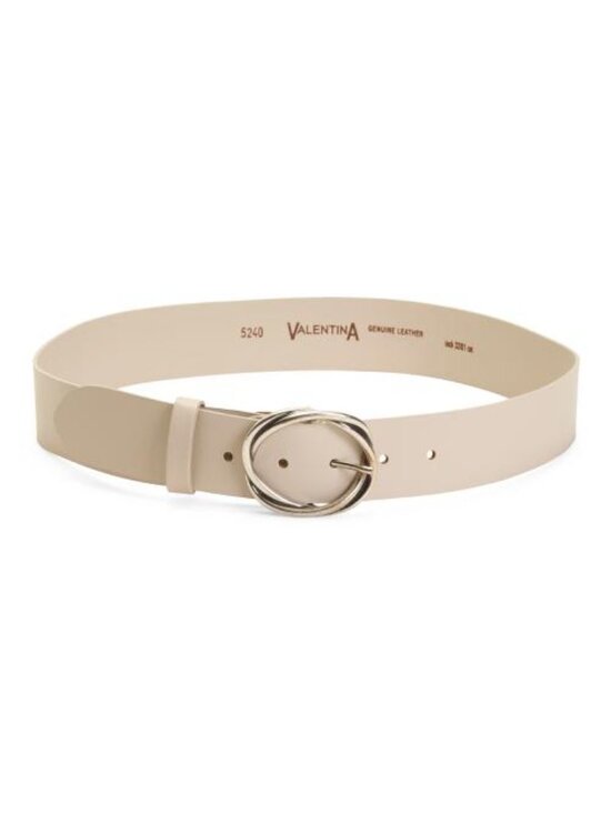 VALENTINA Made In Italy Leather Twist Oval Buckle Belt